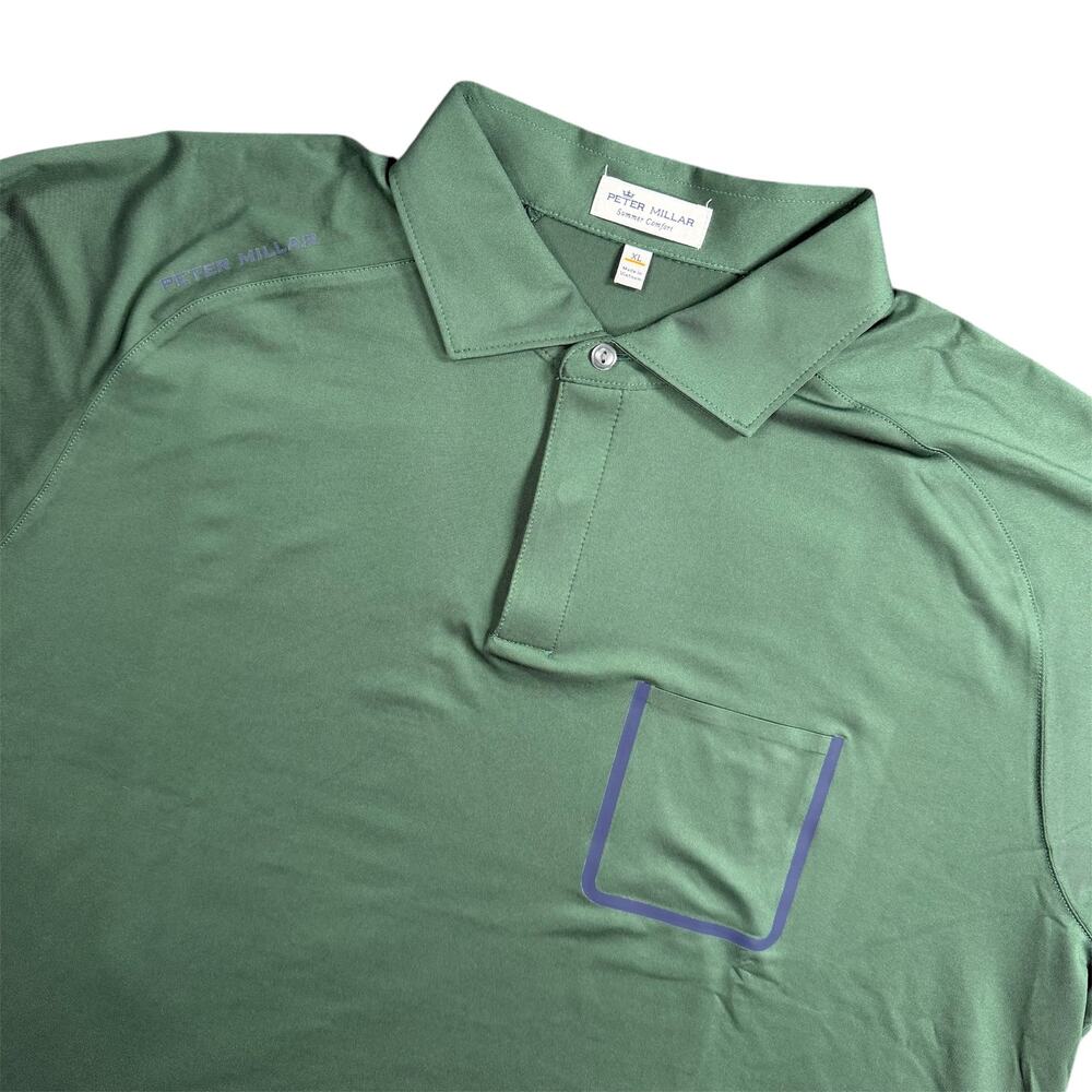 Peter Millar Summer Comfort Men’s XL Green Performance Golf Polo WST Embroidery